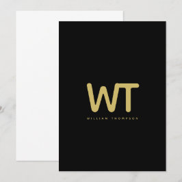 Personlig Black Guld Initialer Logotyp Note Card Tack Kort