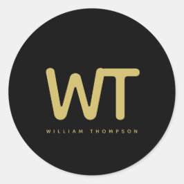 Personlig Black Guld Initialer Logotyp Runt Klistermärke