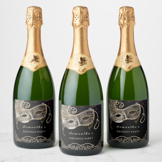 Personlig Black Guld Lila Masquerad Party (Flaskor)