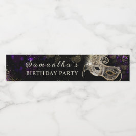 Personlig Black Guld Lila Masquerad Party Vattenflaska Etikett