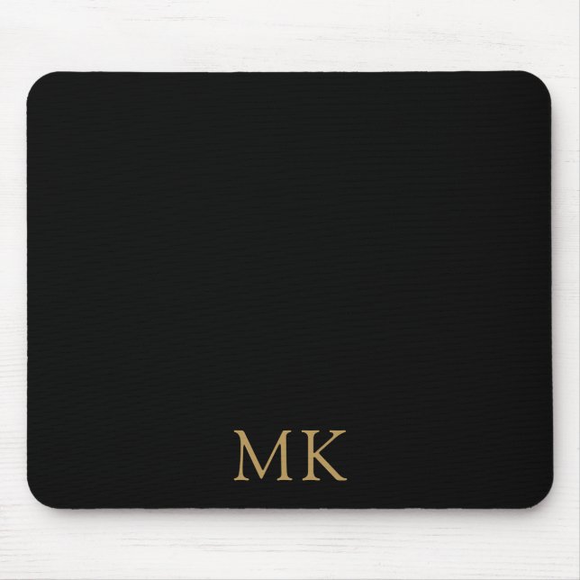 Personlig Black Guld Monogram Initialer Musmatta (Framsidan)