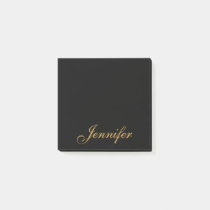 Personlig Black Guld Script Monogram Post-it Block