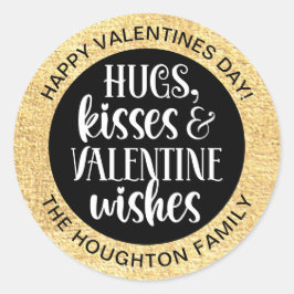 Personlig Black Guld Valentine Sticker Runt Klistermärke