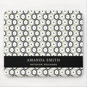 Personlig Black Guld White Geometric Modern Musmatta