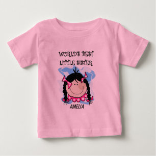 Personlig Black Hair Best Little Sister Tshirt T-shirt