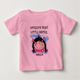 Personlig Black Hair Best Little Sister Tshirt Tröja