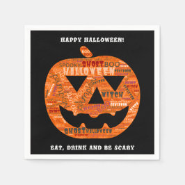 Personlig Black Halloween Pumpkin Ord Cloud Pappersservett