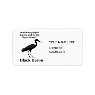 Personlig Black Heron Egret Bird Adress Adressetikett