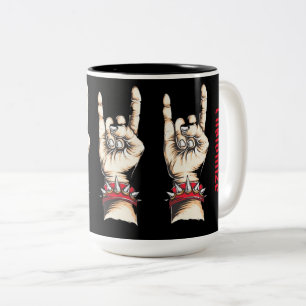 Personlig Black Horns Up Två-Tonad Mugg