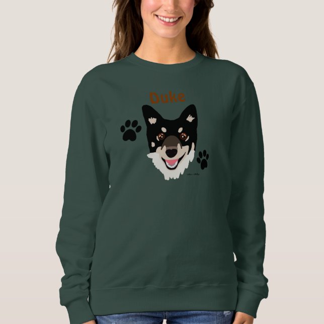 Personlig Black Hund och Tassar Sweatshirt T Shirt (Framsida)