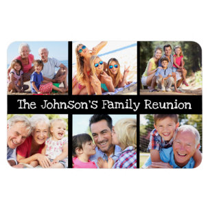 Personlig Black i Photo Collage Family Reunion Magnet