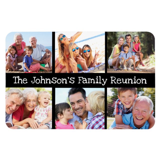 Personlig Black i Photo Collage Family Reunion Magnet (Horisontell)