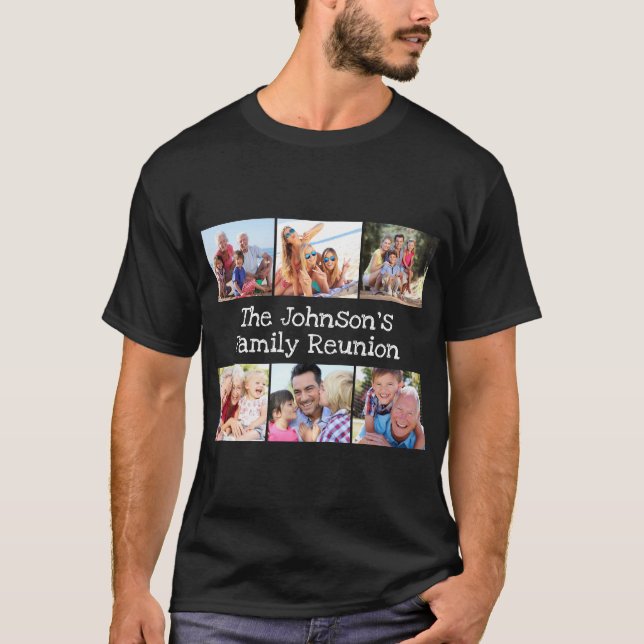 Personlig Black i Photo Collage Family Reunion T Shirt (Framsida)