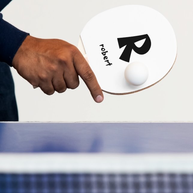 Personlig Black Initial Monogam Namn Pingisracket (Insitu)