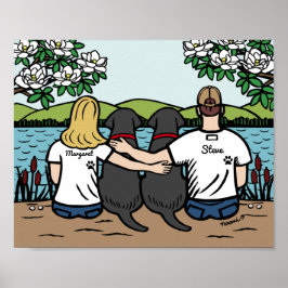 Personlig Black Labrador Family Blonde Long Poster