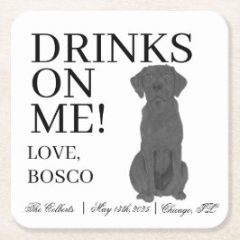 Personlig Black Labrador Hund Bröllop Underlägg Papper Kvadrat