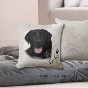 Personlig Black Labrador Hund Photo Image Kudde