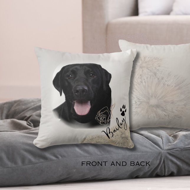 Personlig Black Labrador Hund Photo Image Kudde (Personalized Black Labrador Dog Photo Image Throw Pillow)