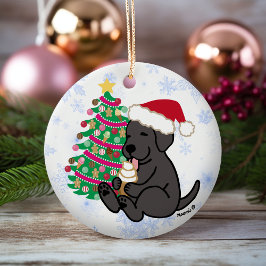 Personlig Black Labrador Ice Cream Julgransprydnad Keramik