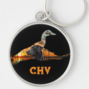 Personlig Black Labrador Keychain, Anka Rund Silverfärgad Nyckelring