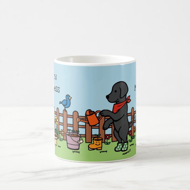 Personlig Black Labrador Lycklig Gardener Kaffemugg (Center)