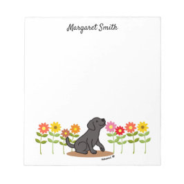 Personlig Black Labrador och Grönt och blommor Anteckningsblock
