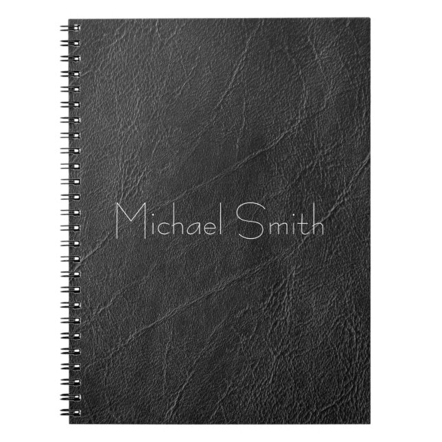 Personlig Black Leather Anteckningsbok (Framsidan)
