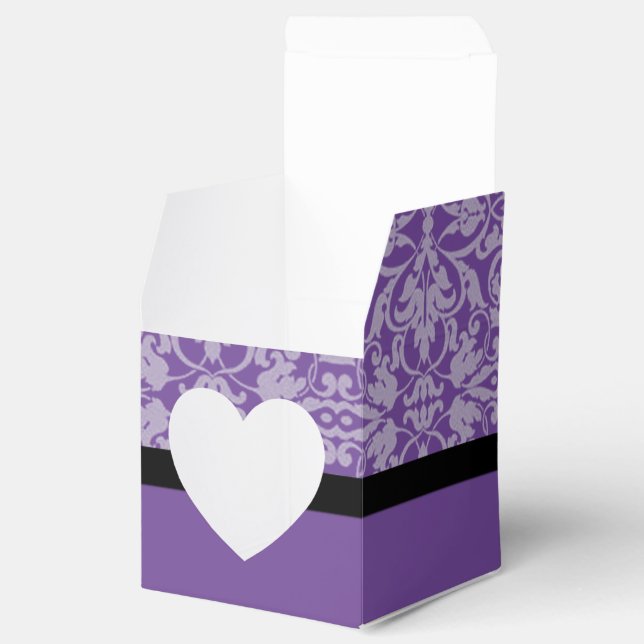 Personlig Black & Lila Damask Heart-favoritruta Presentaskar (Öppnad)