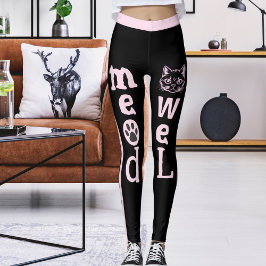 Personlig Black Ljus rosa Rand Pet Cat Leggings