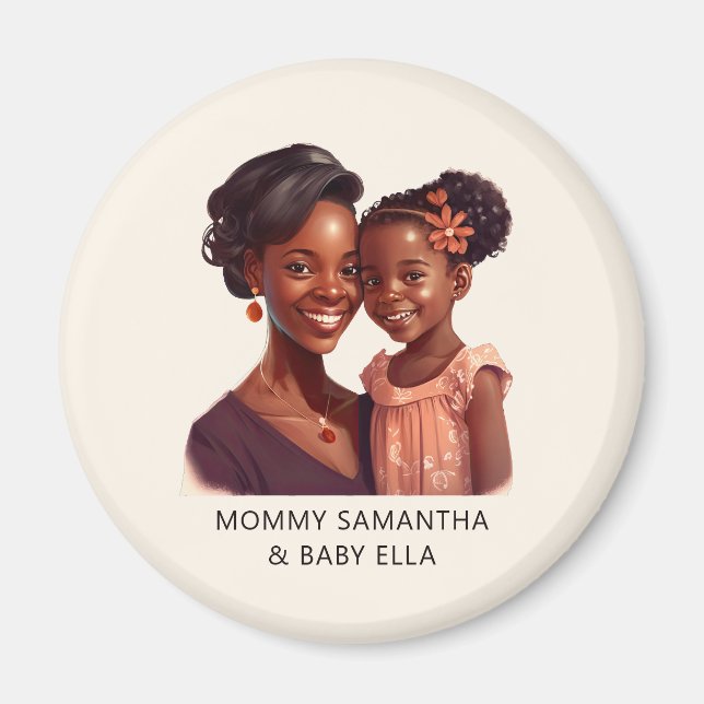 Personlig Black Mamma och Dotter (10) Magnet (Framsidan)