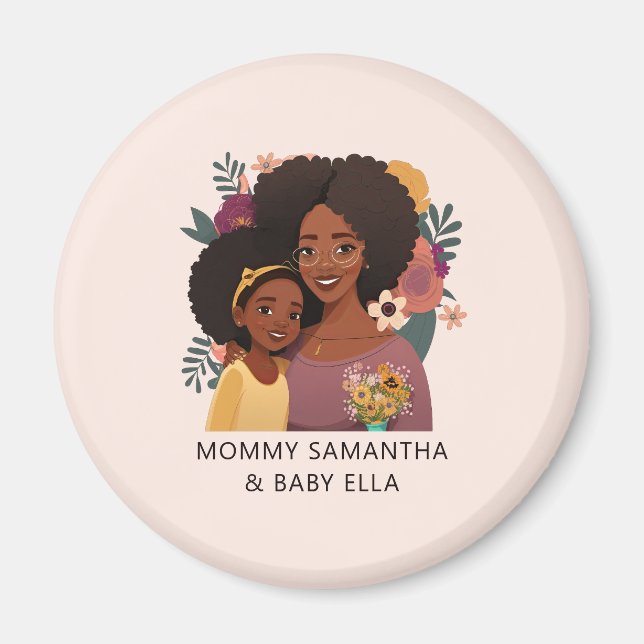 Personlig Black Mamma och Dotter (14) Magnet (Framsidan)