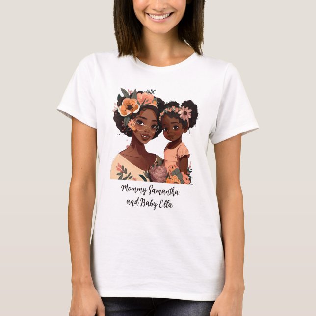 Personlig Black Mamma och Dotter (16) T Shirt (Framsida)