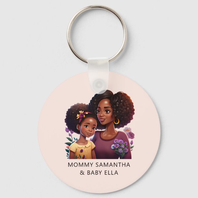 Personlig Black Mamma och Dotter (17) Nyckelring (Framsida)