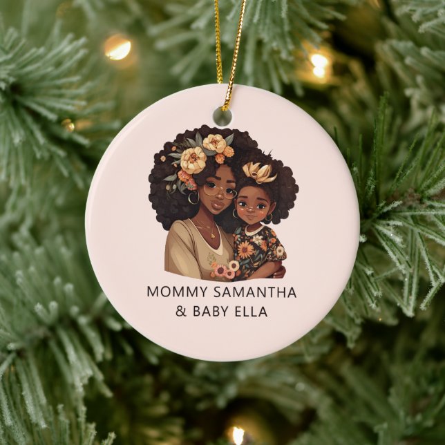 Personlig Black Mamma och Dotter (19) Julgransprydnad Keramik (Träd)