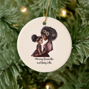 Personlig Black Mamma och Dotter (1) Julgransprydnad Keramik