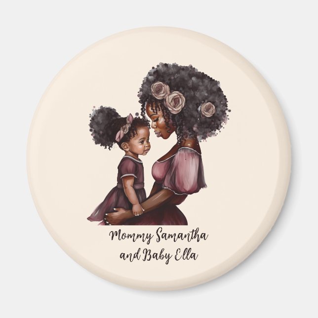 Personlig Black Mamma och Dotter (1) Magnet (Framsidan)
