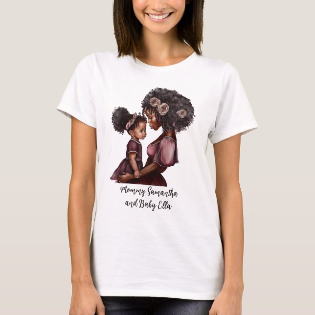 Personlig Black Mamma och Dotter (1) T Shirt (Framsida)