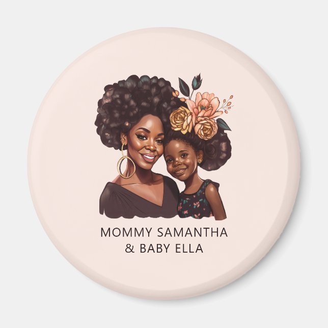 Personlig Black Mamma och Dotter (20) Magnet (Framsidan)