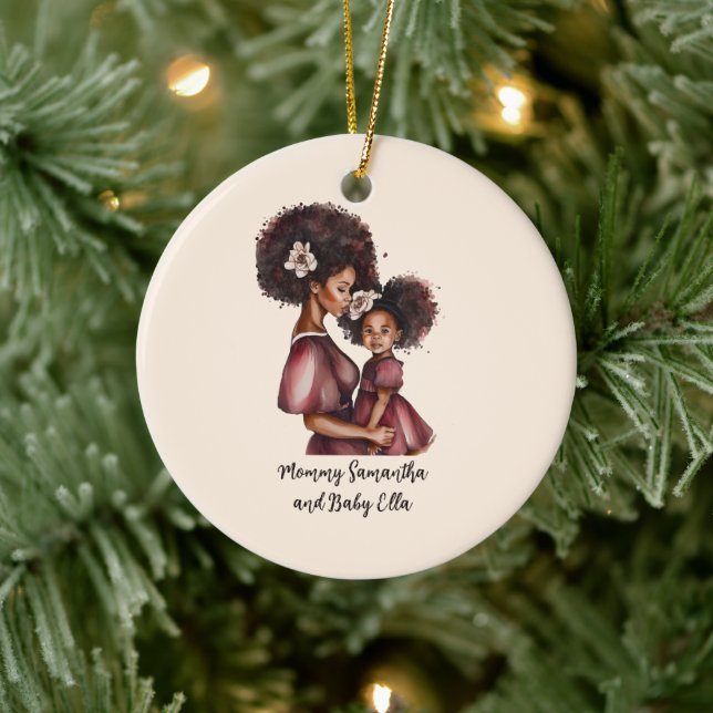 Personlig Black Mamma och Dotter (2) Julgransprydnad Keramik (Träd)