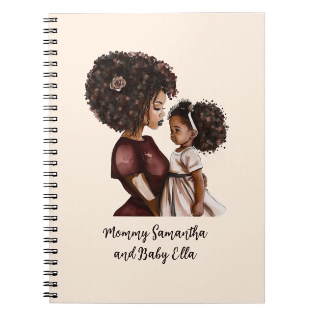 Personlig Black Mamma och Dotter (3) Anteckningsbok (Framsidan)