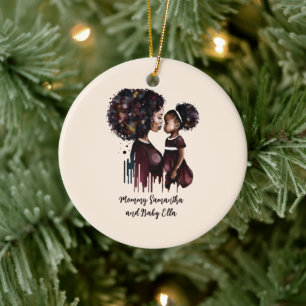 Personlig Black Mamma och Dotter (4) Julgransprydnad Keramik