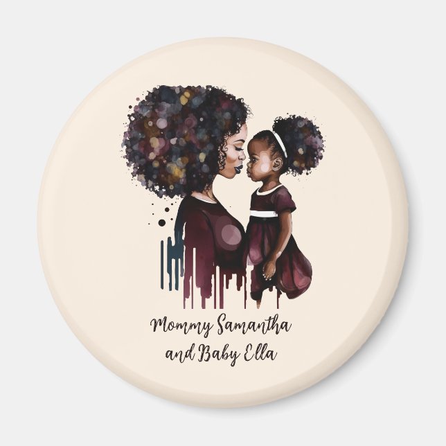 Personlig Black Mamma och Dotter (4) Magnet (Framsidan)