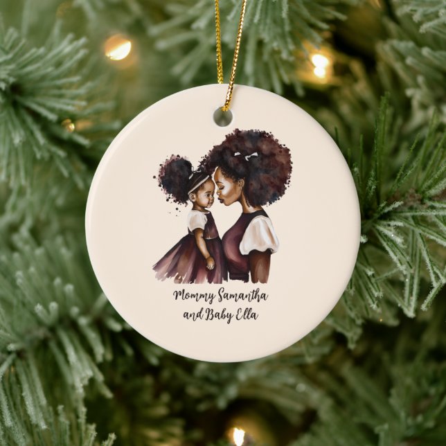 Personlig Black Mamma och Dotter (5) Julgransprydnad Keramik (Träd)