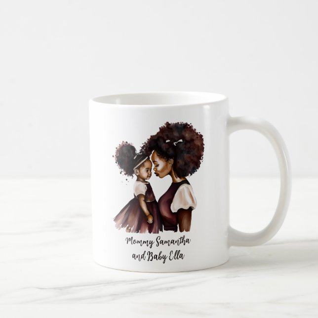 Personlig Black Mamma och Dotter (5) Kaffemugg (Höger)