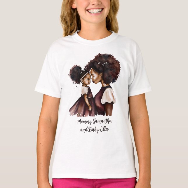 Personlig Black Mamma och Dotter (5) T Shirt (Framsida)