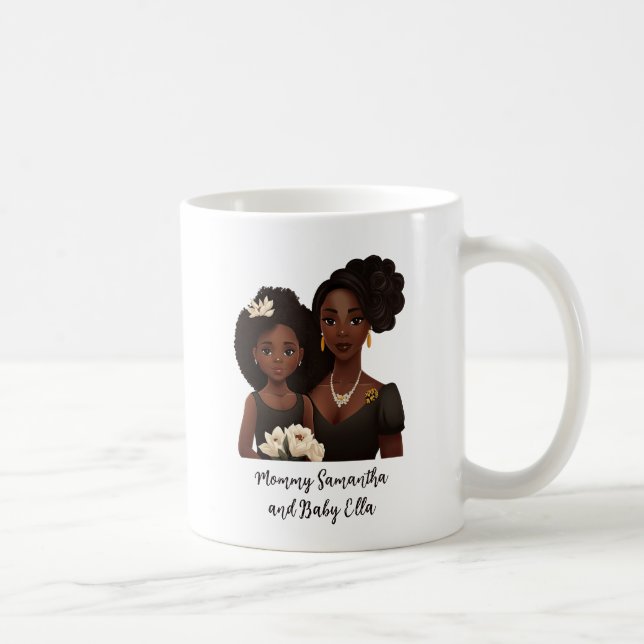 Personlig Black Mamma och Dotter (6) Kaffemugg (Höger)