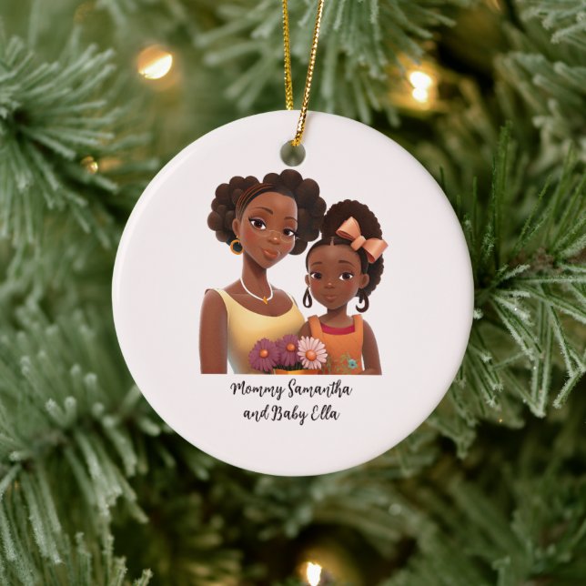 Personlig Black Mamma och Dotter (7) Julgransprydnad Keramik (Träd)