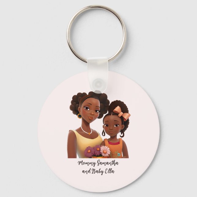 Personlig Black Mamma och Dotter (7) Nyckelring (Framsida)