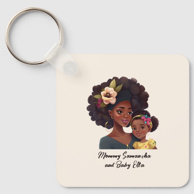 Personlig Black Mamma och Dotter (8) Nyckelring (Framsida)