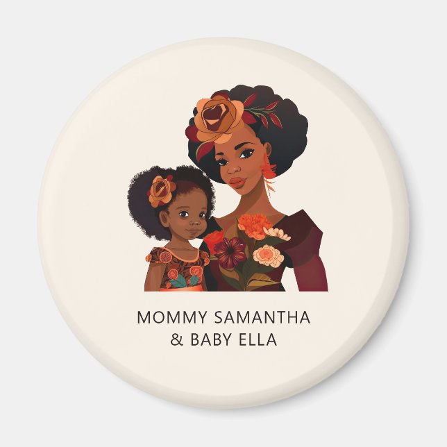Personlig Black Mamma och Dotter (9) Magnet (Framsidan)